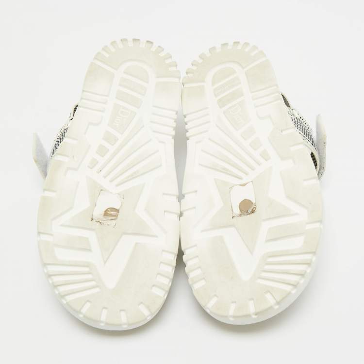 Pre Owned Dior Cream/Black Canvas DiorAct Sandals Size 39.5
