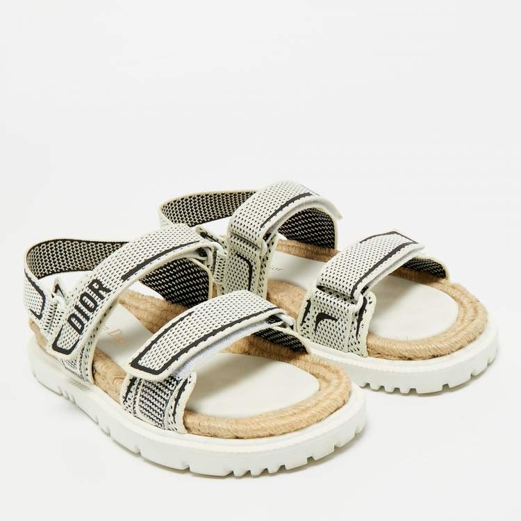 Pre Owned Dior Cream/Black Canvas DiorAct Sandals Size 39.5
