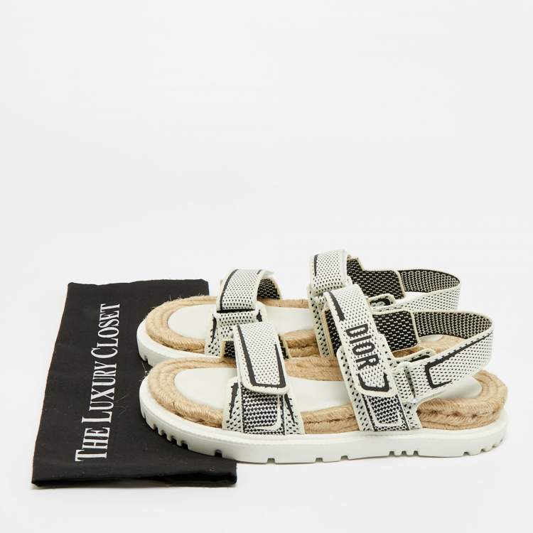 Pre Owned Dior Cream/Black Canvas DiorAct Sandals Size 39.5