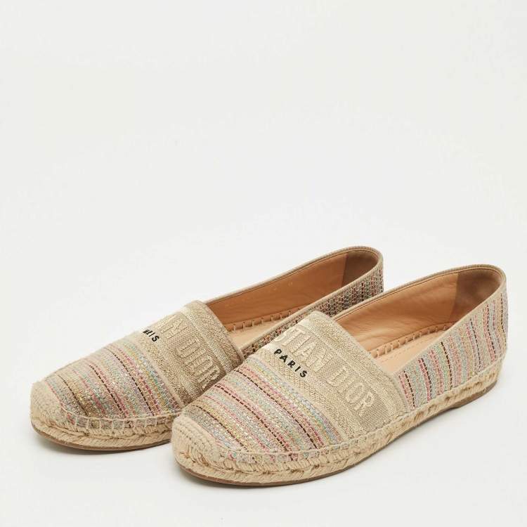 Pre Owned Dior Multicolor Canvas Dioriviera Espadrille Flats Size 39