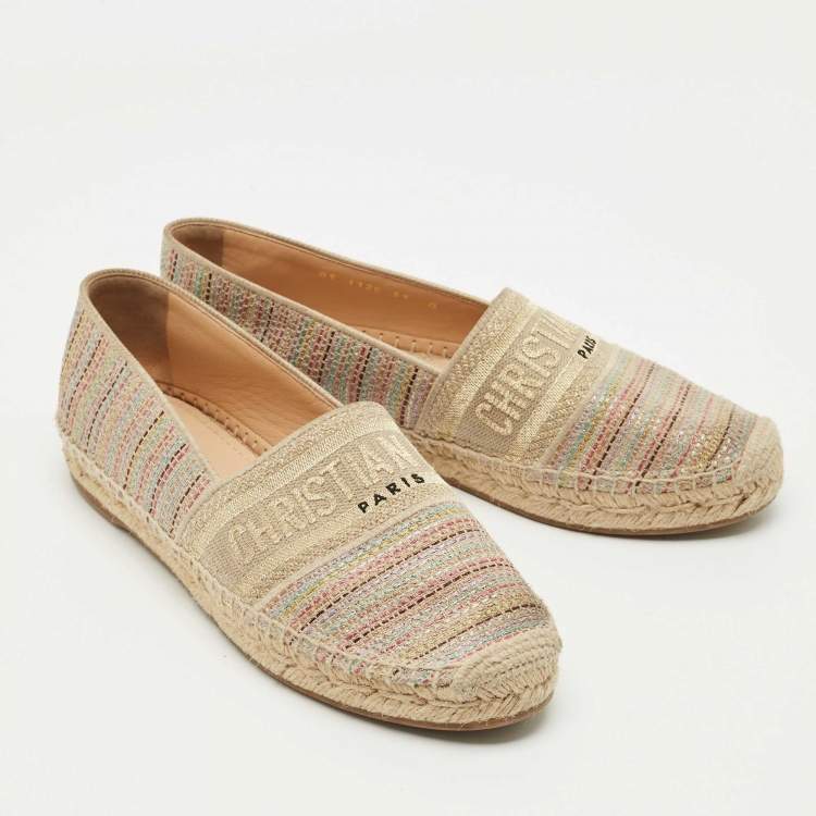 Pre Owned Dior Multicolor Canvas Dioriviera Espadrille Flats Size 39