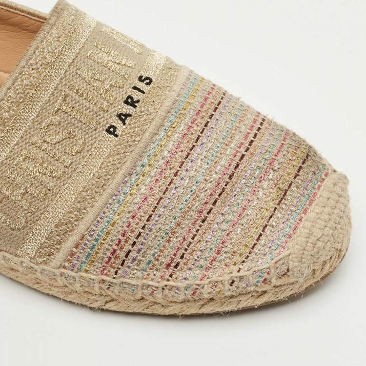 Pre Owned Dior Multicolor Canvas Dioriviera Espadrille Flats Size 39