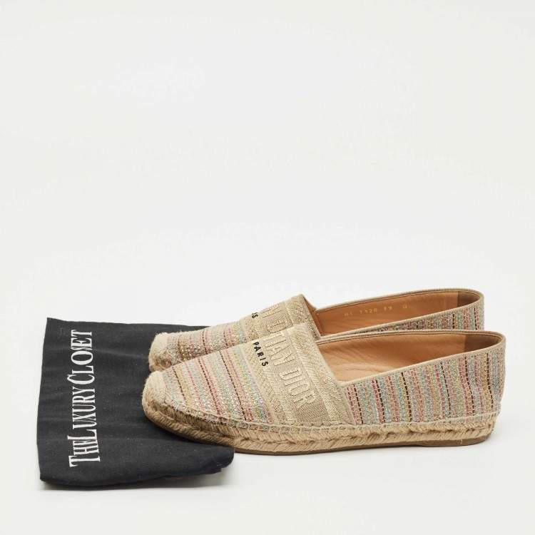 Pre Owned Dior Multicolor Canvas Dioriviera Espadrille Flats Size 39