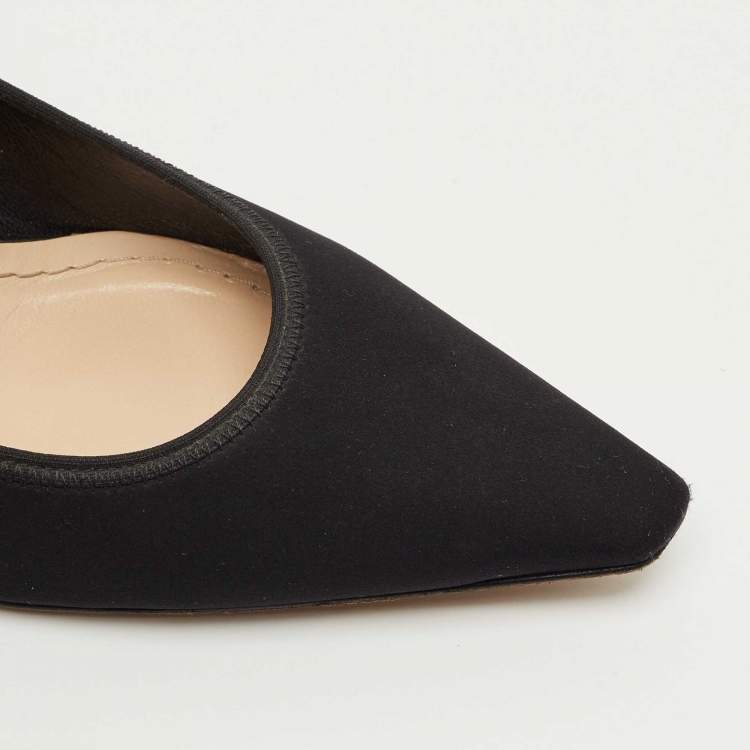 Pre Owned Dior Black Neoprene Pointed Toe Wedge Pumps Size 39