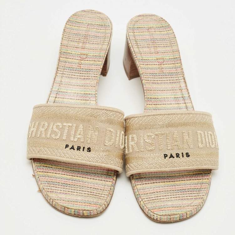 Pre Owned Dior Multicolor Embroidered Canvas Dway Slide Sandals Size 39