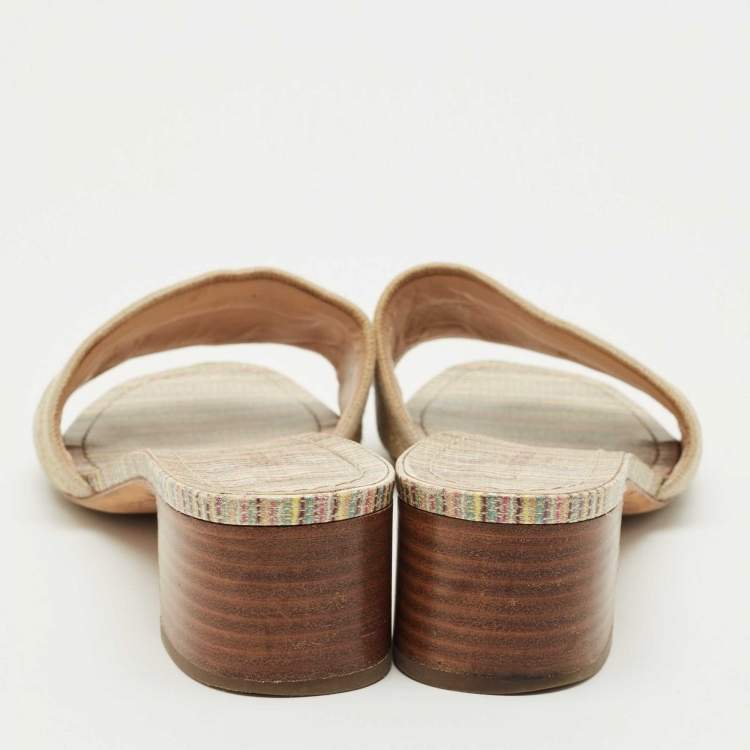 Pre Owned Dior Multicolor Embroidered Canvas Dway Slide Sandals Size 39