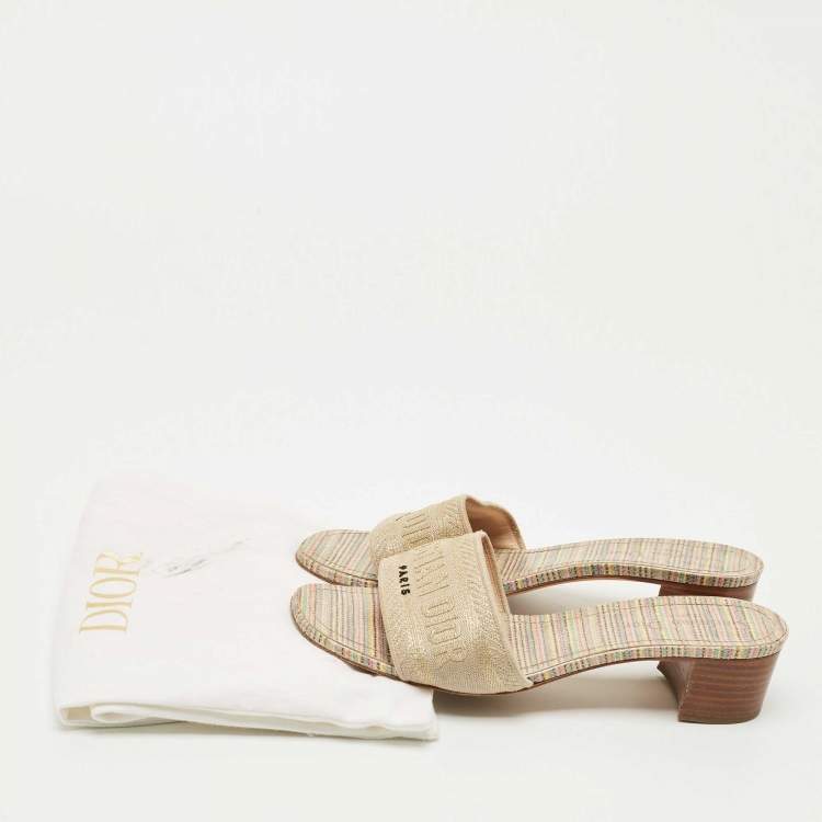 Pre Owned Dior Multicolor Embroidered Canvas Dway Slide Sandals Size 39
