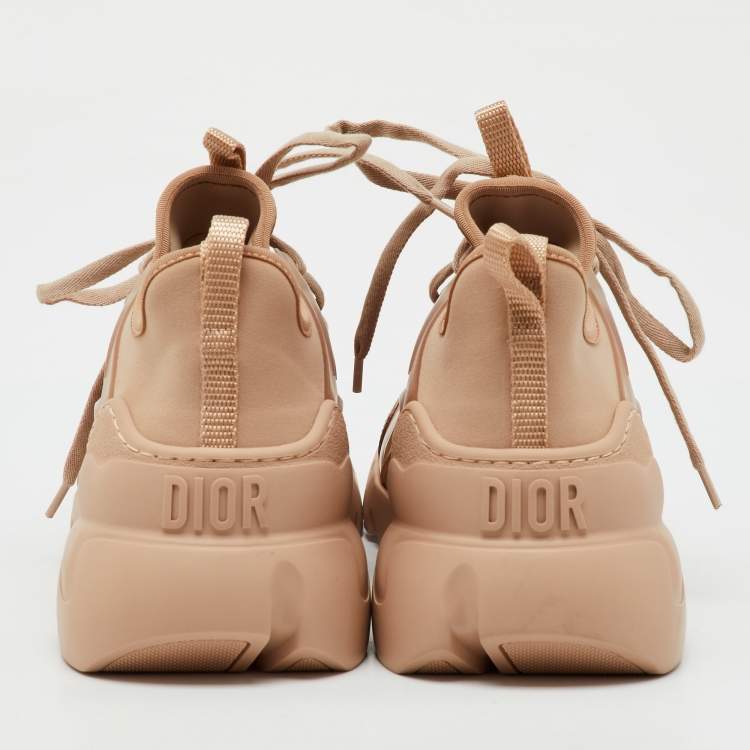Pre Owned Dior Nude Neoprene and PVC D-Connect Low Top Sneakers Size 39