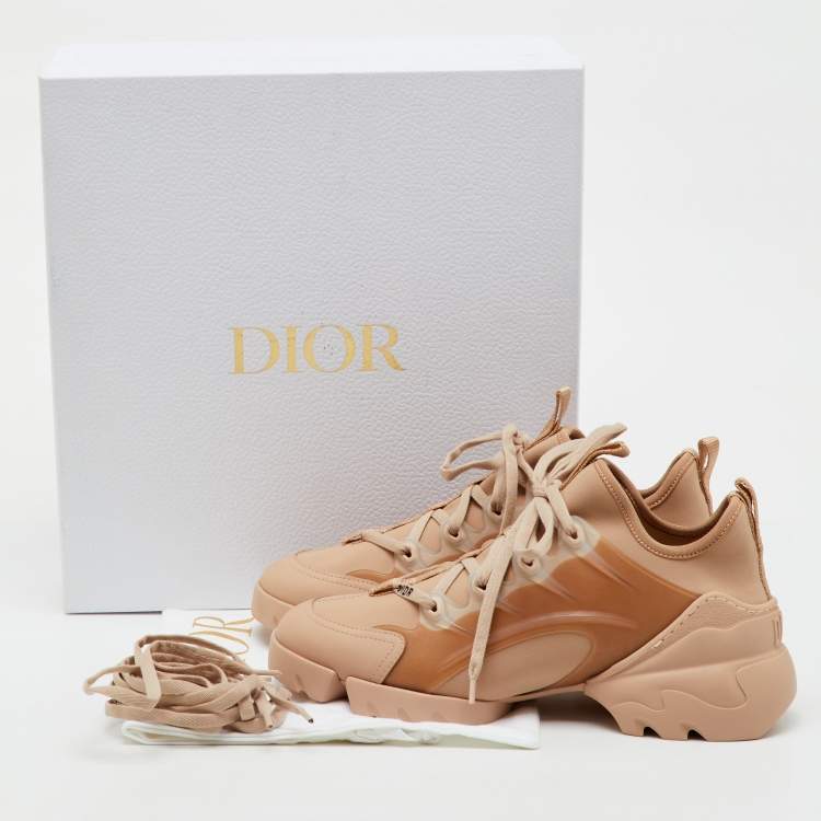 Pre Owned Dior Nude Neoprene and PVC D-Connect Low Top Sneakers Size 39