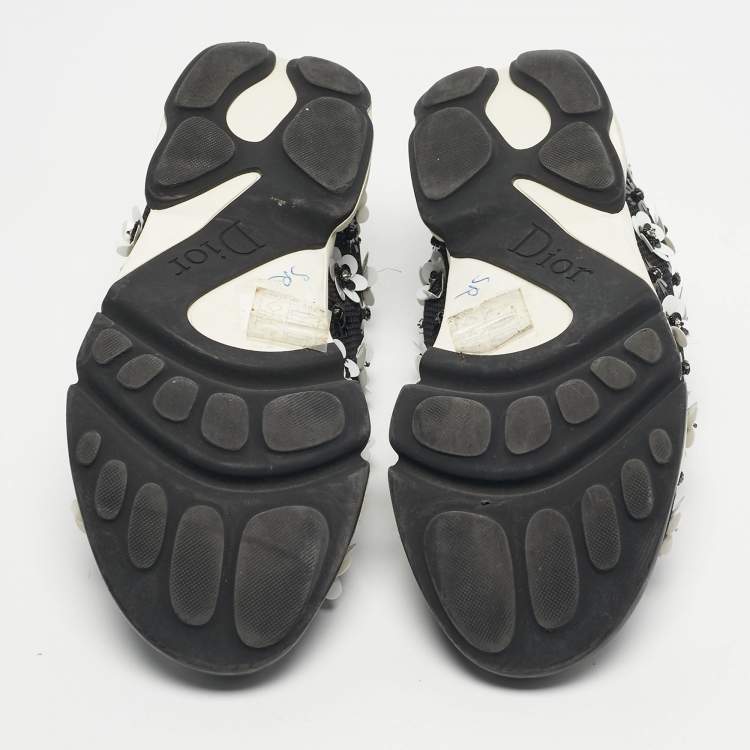 Pre Owned Dior Black Mesh Fusion Floral Embellished Sneakers Size 37