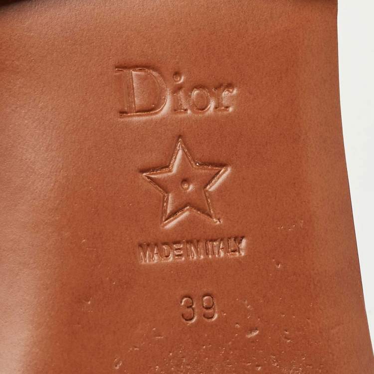 Pre Owned Dior Black Leather 30 Montaigne Flat Sandals Size 39