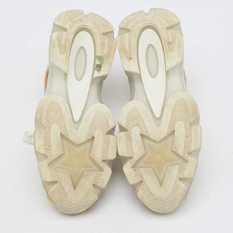 Pre Owned Dior White/Gold Rubber, Mesh and Leather Vibe Low Top Sneakers Size 37