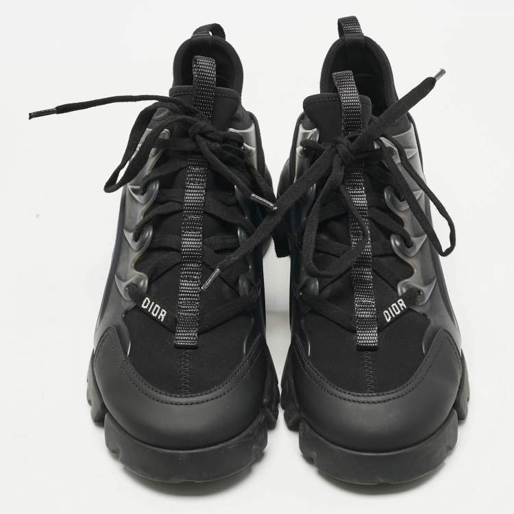 Pre Owned Dior Black Neoprene and PVC D-Connect Low Top Sneakers Size 36