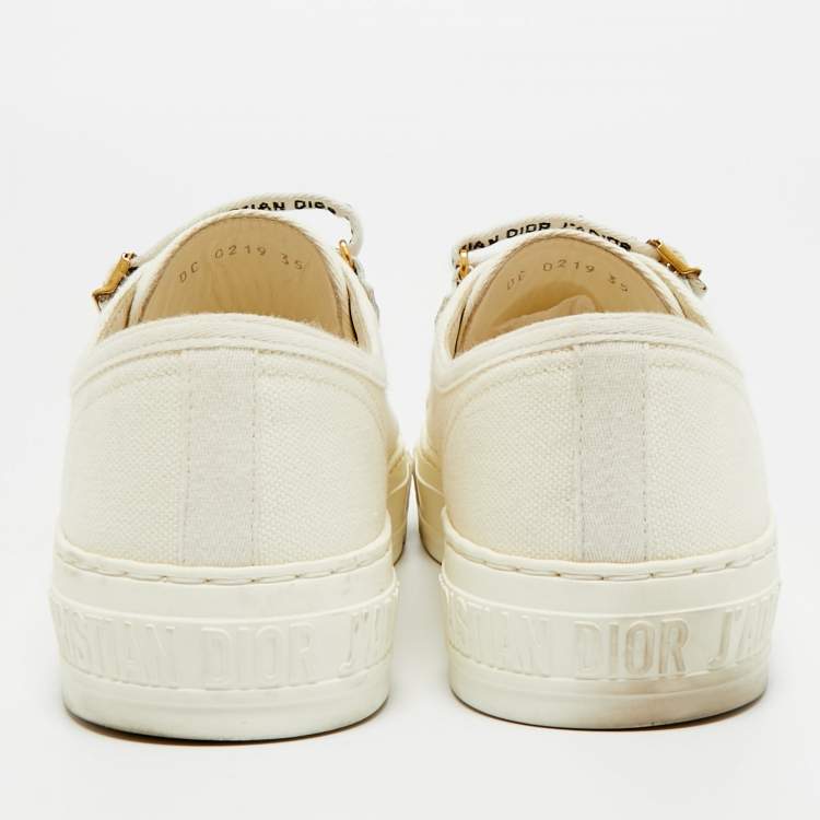 Pre Owned Dior White Canvas Walk'n'Dior Low Top Sneakers Size 35
