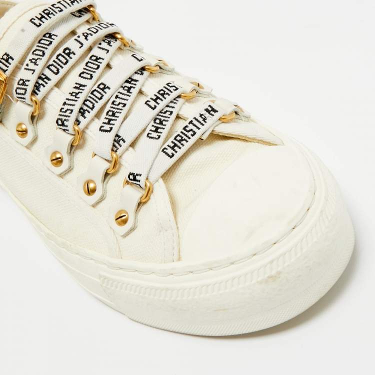 Pre Owned Dior White Canvas Walk'n'Dior Low Top Sneakers Size 35