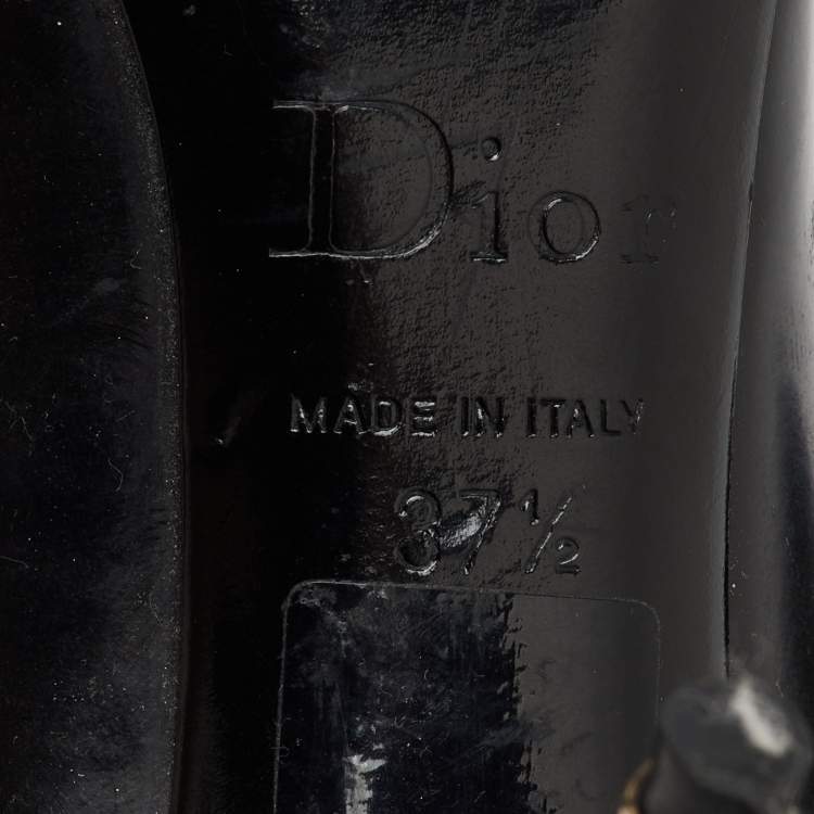 Pre Owned Dior Black Patent Leather Cannage Heel Peep Toe Pumps Size 37.5