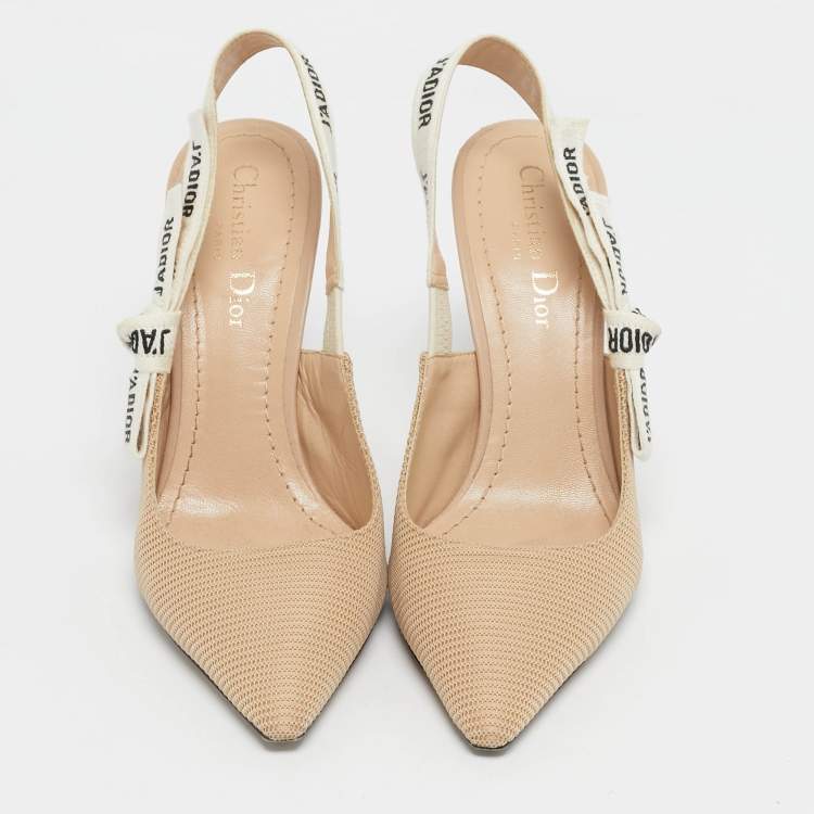 Pre Owned Dior Beige Canvas J'Adior Slingback Pumps Size 37.5