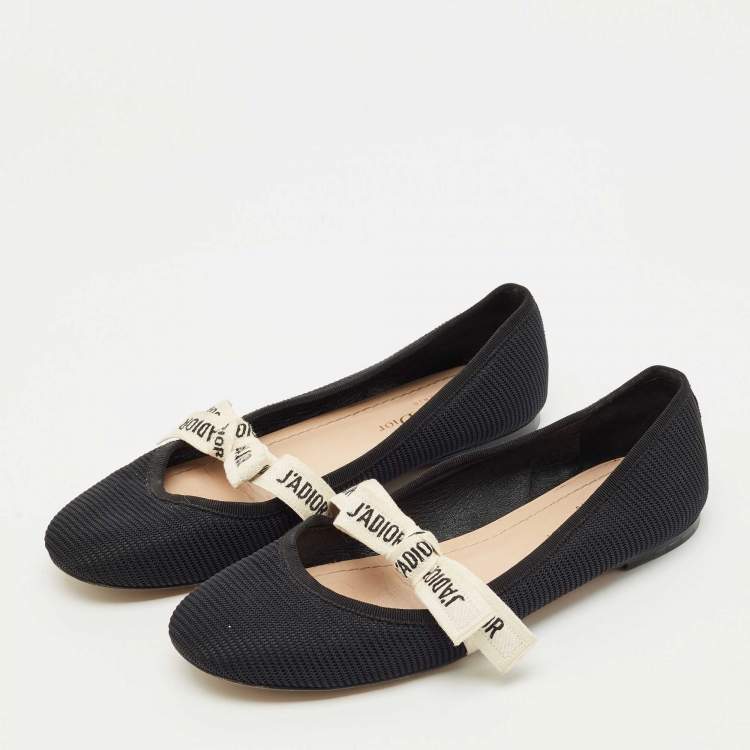 Pre Owned Dior Black Canvas Miss jadior Ballet Flats Size 38.5