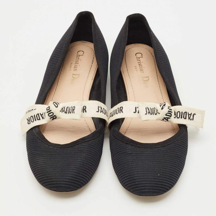 Pre Owned Dior Black Canvas Miss jadior Ballet Flats Size 38.5
