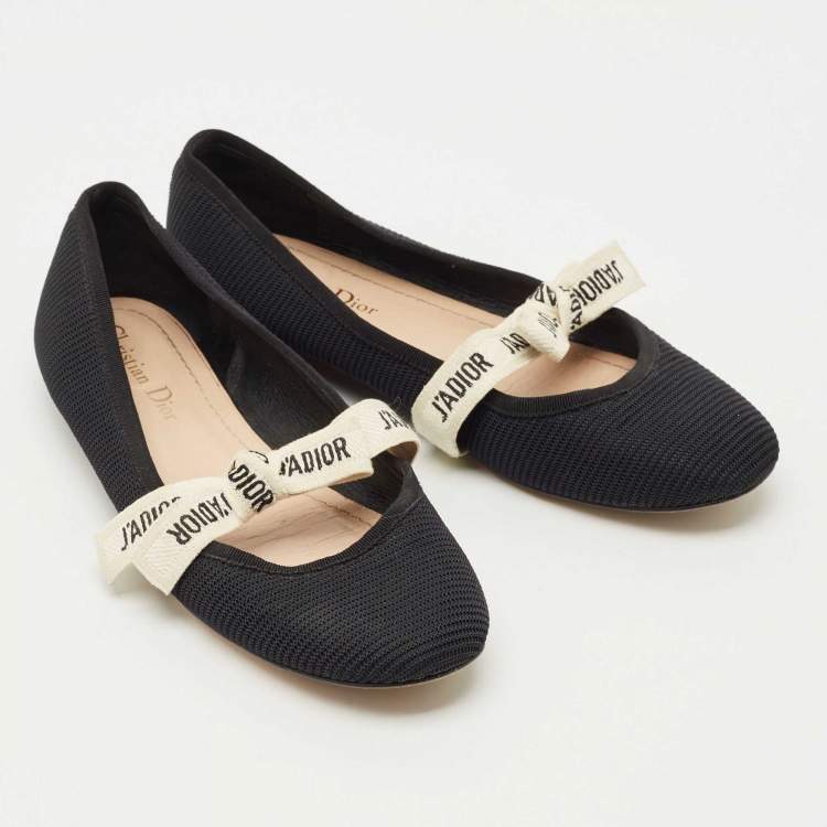 Pre Owned Dior Black Canvas Miss jadior Ballet Flats Size 38.5