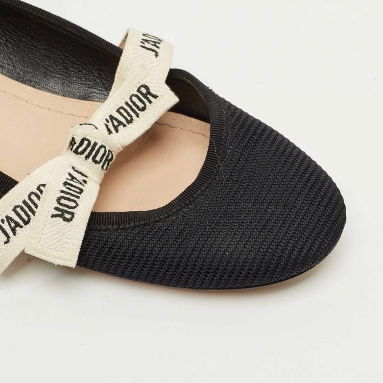 Pre Owned Dior Black Canvas Miss jadior Ballet Flats Size 38.5