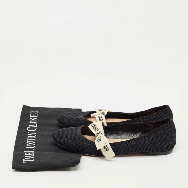 Pre Owned Dior Black Canvas Miss jadior Ballet Flats Size 38.5