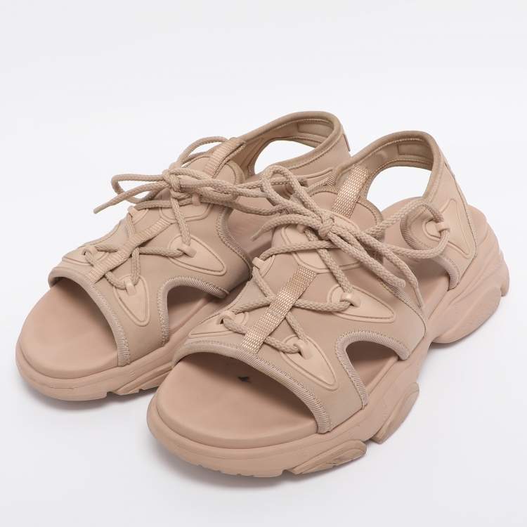 Pre Owned Dior Nude Pink Fabric  D-Connect Flat Sandals Size 39