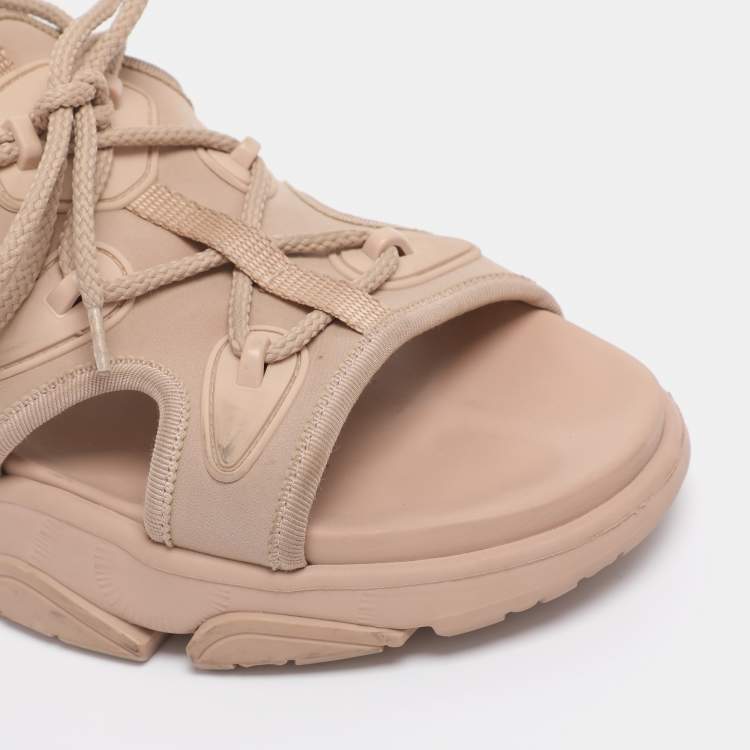 Pre Owned Dior Nude Pink Fabric  D-Connect Flat Sandals Size 39