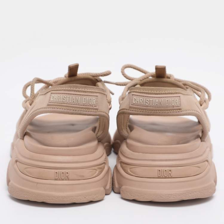 Pre Owned Dior Nude Pink Fabric  D-Connect Flat Sandals Size 39