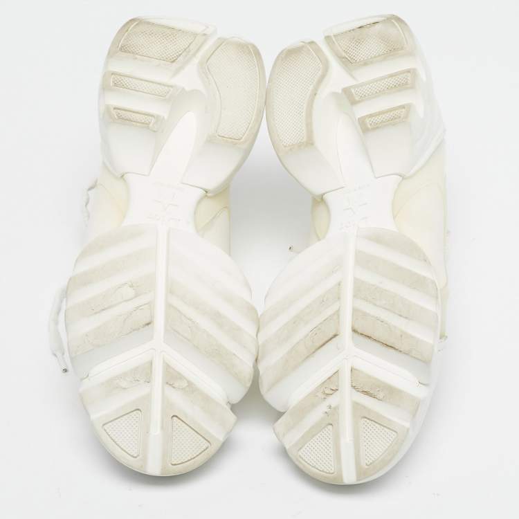 Pre Owned Dior White PVC and Fabric D-Connect Sneakers Size 35