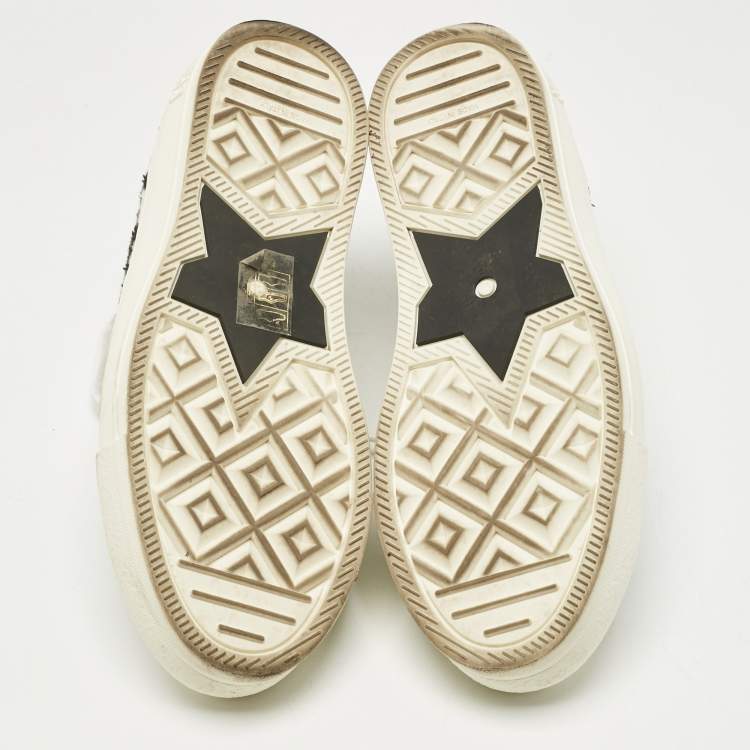 Pre Owned Dior Cream/Back Canvas Walk'n'Dior Lace Up Sneakers Size 35