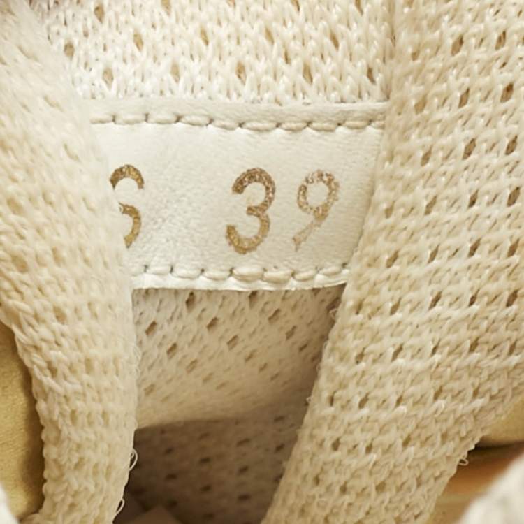 Pre Owned Dior Gold/White Rubber, Mesh and Leather Vibe Low Top Sneakers Size 39