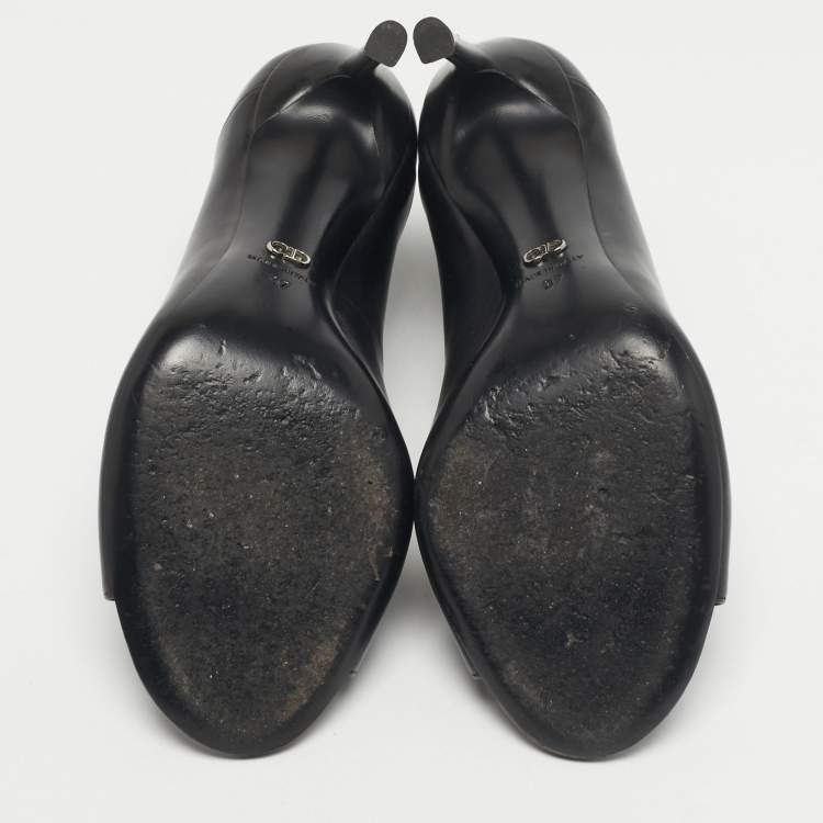 Pre Owned Dior Black Leather Petale Open Toe Pumps Size 37