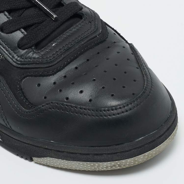 Pre Owned Dior Black Leather and Oblique Canvas B27 Sneakers Size 39.5