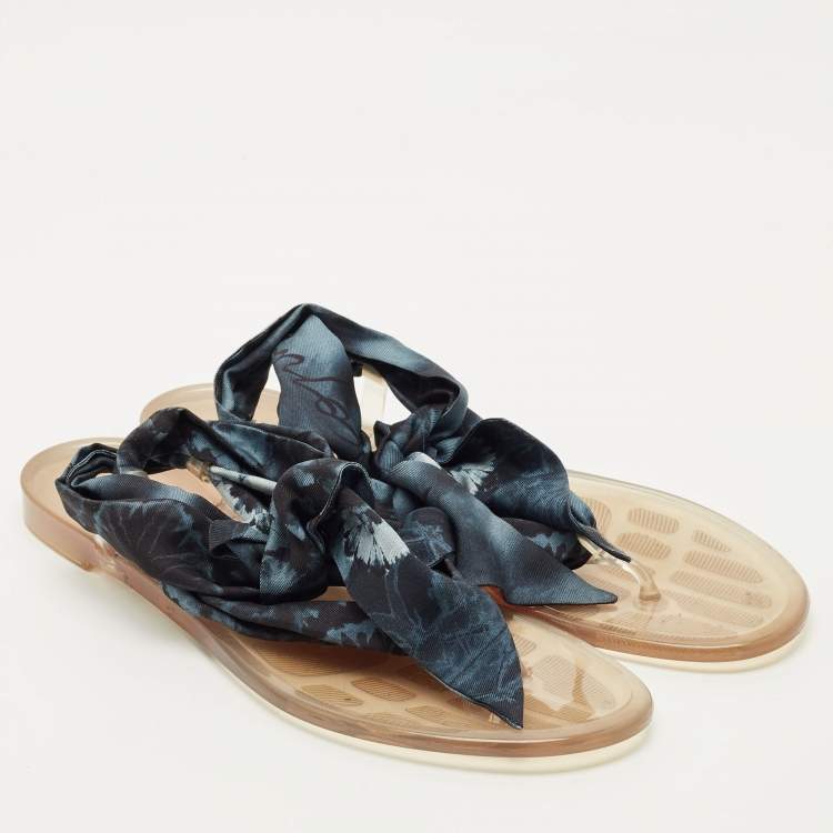 Pre Owned Dior Two Tone Fabric Kaleidoscope Thong Flat Sandals Size 42