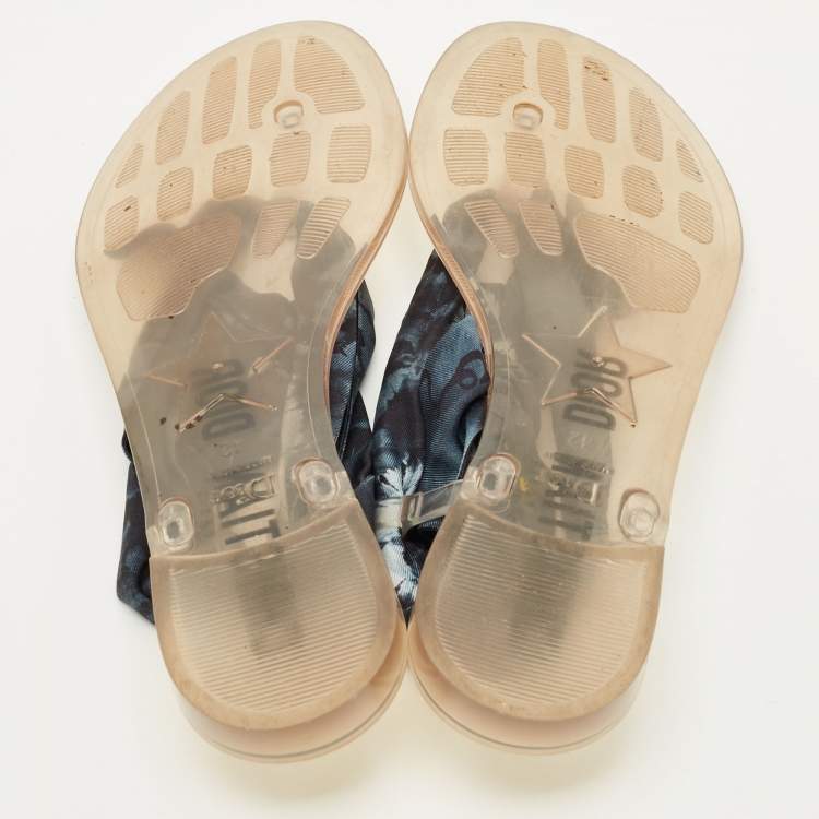 Pre Owned Dior Two Tone Fabric Kaleidoscope Thong Flat Sandals Size 42