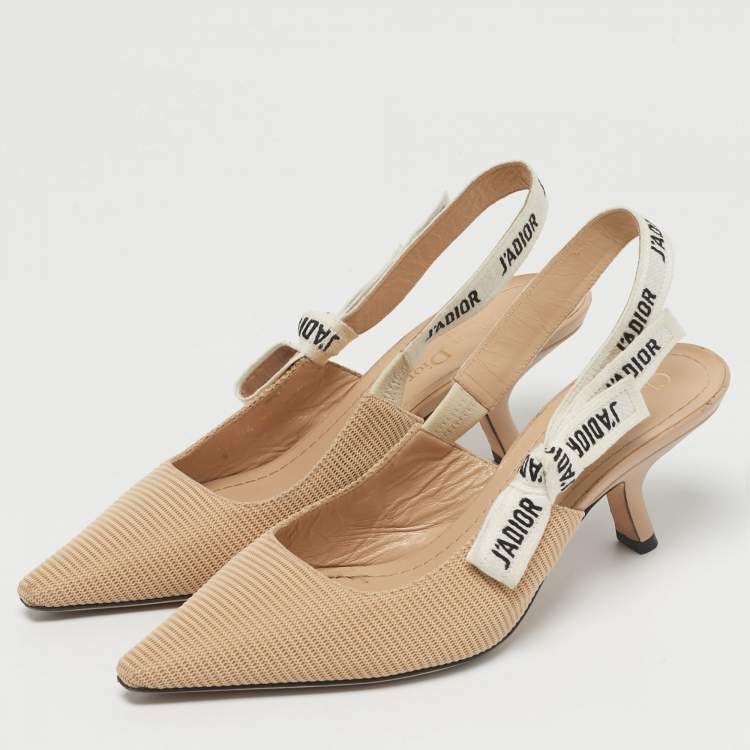 Pre Owned Dior Beige Fabric J'Adior Slingback Pumps Size 38.5