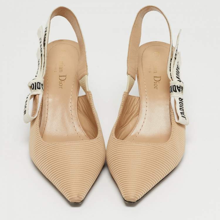 Pre Owned Dior Beige Fabric J'Adior Slingback Pumps Size 38.5