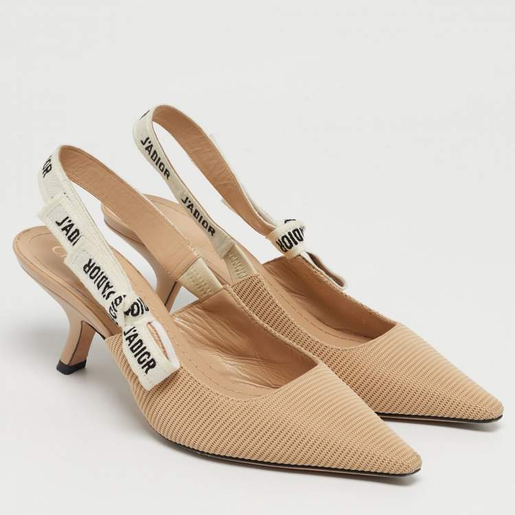 Pre Owned Dior Beige Fabric J'Adior Slingback Pumps Size 38.5