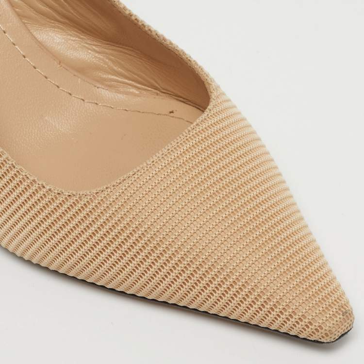 Pre Owned Dior Beige Fabric J'Adior Slingback Pumps Size 38.5