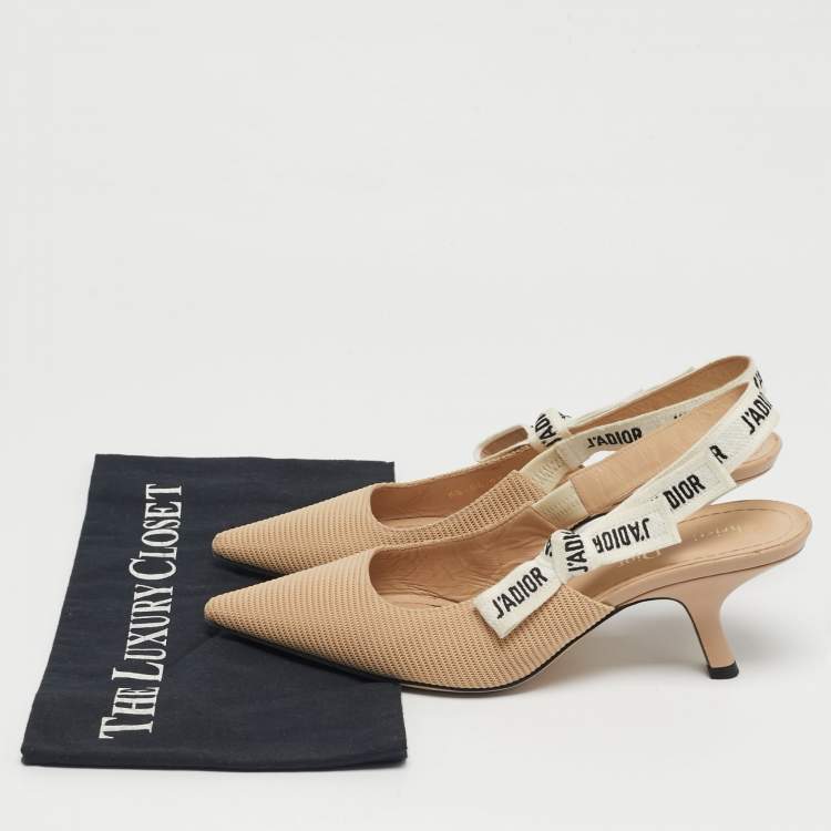 Pre Owned Dior Beige Fabric J'Adior Slingback Pumps Size 38.5