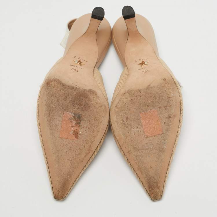 Pre Owned Dior Beige Fabric J'Adior Slingback Pumps Size 38.5