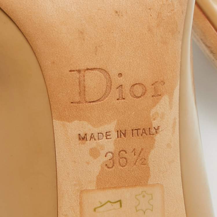 Pre Owned Dior Beige Leather Peep Toe Pumps Size 36.5
