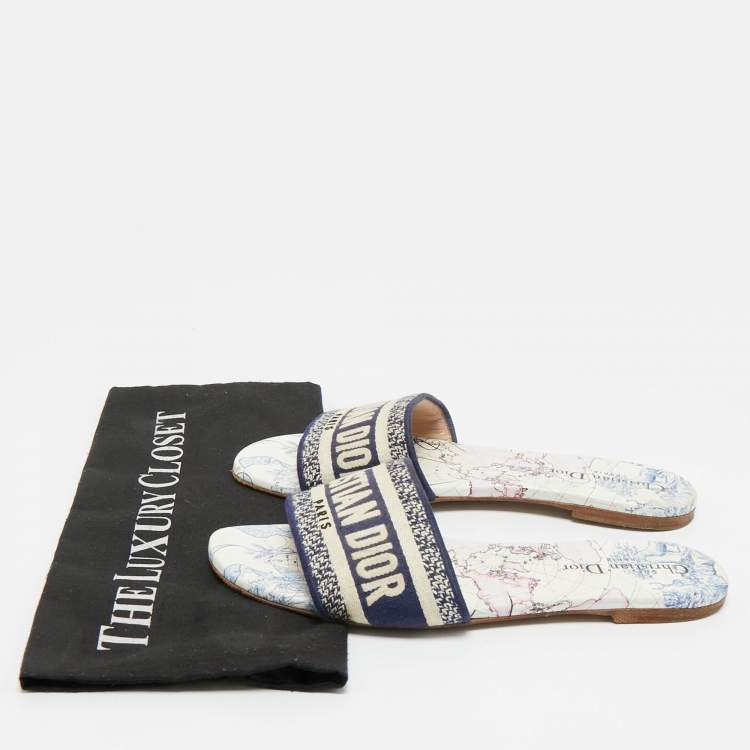 Pre Owned Dior Multicolor Canvas Dway Slide Sandals Size 39