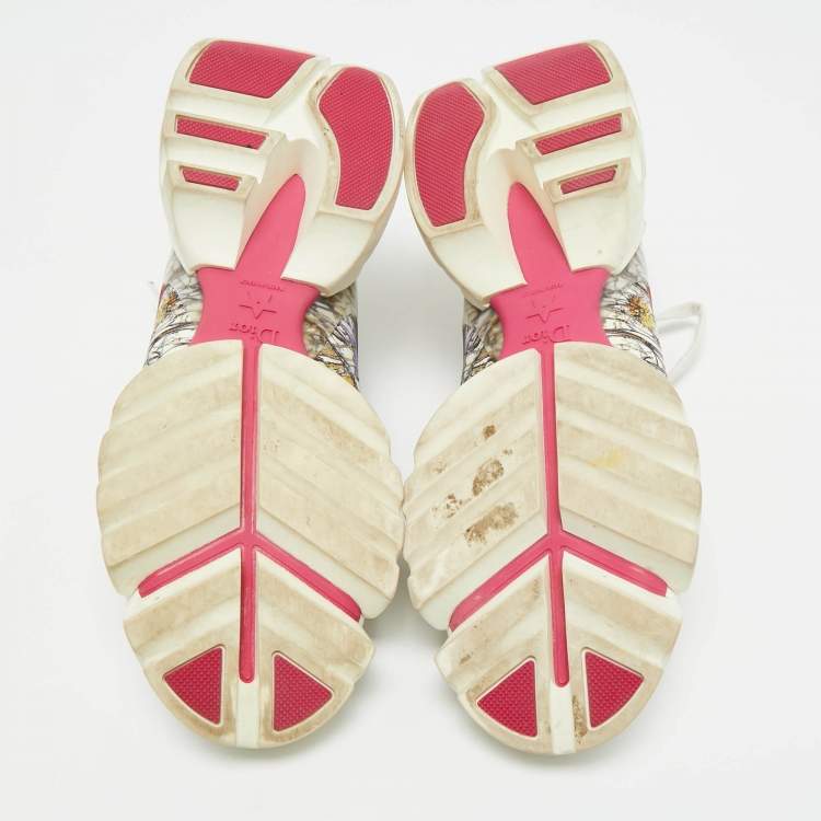 Pre Owned Dior Multicolor Printed Fabric and Rubber D-Connect Sneakers Size 38.5