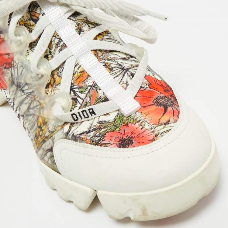 Pre Owned Dior Multicolor Printed Fabric and Rubber D-Connect Sneakers Size 38.5