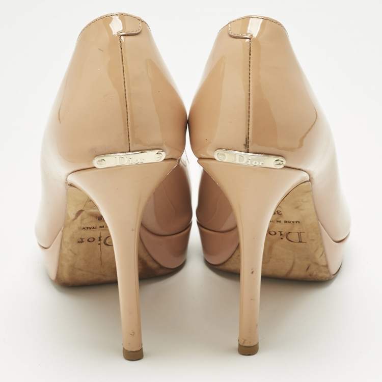 Pre Owned Dior Beige Patent Leather Miss Dior Pumps Size 38