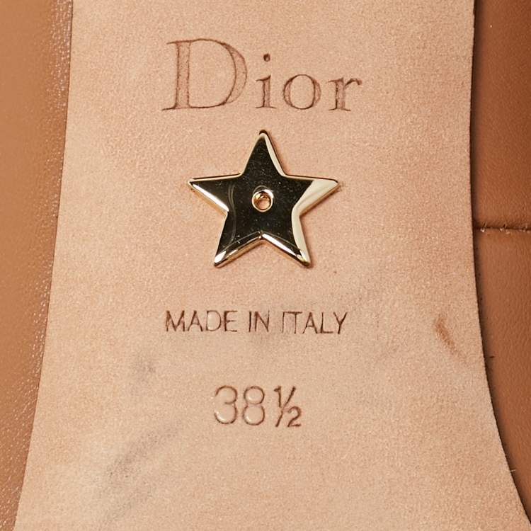 Pre Owned Dior Beige Leather Gladiator Flats Size 38.5