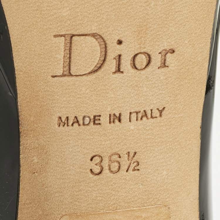 Pre Owned Dior Beige Patent Leather Miss Dior Peep Toe Pumps Size 36.5