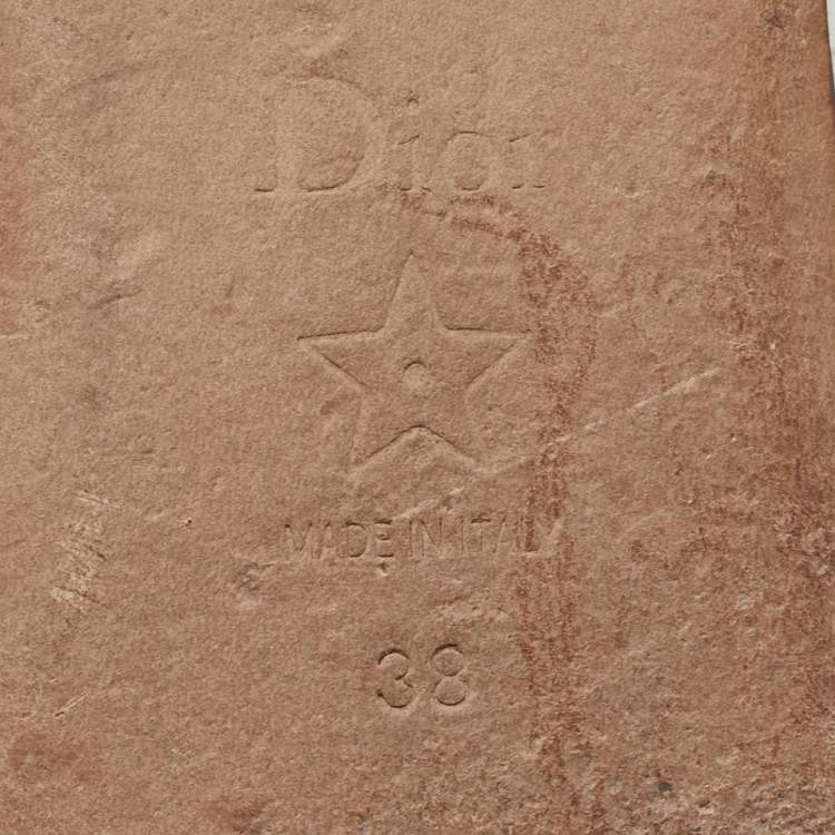 Pre Owned Dior Gold/Cream Embroidered Canvas Dway Flat Slide Size 38